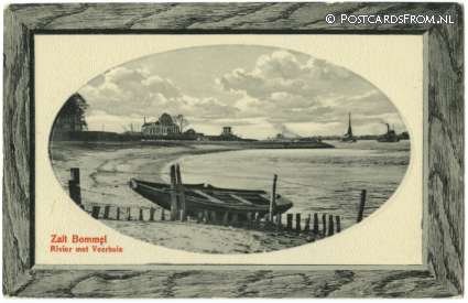 ansichtkaart: Zaltbommel, Rivier met Veerhuis