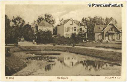 ansichtkaart: Bolsward, Ingang. Stadspark