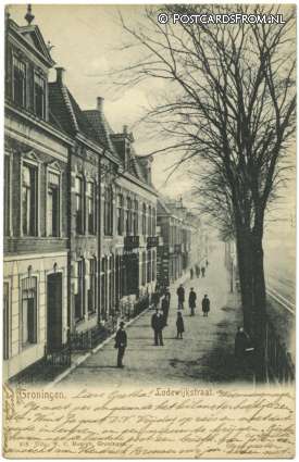 Groningen, Lodewijkstraat ansichtkaart: Groningen, Lodewijkstraat