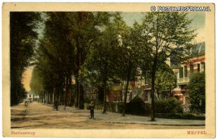 Meppel, Stationsweg ansichtkaart: Meppel, Stationsweg