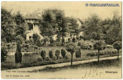 ansichtkaart: Hilversum, Tuin villa Corvain - Bergweg