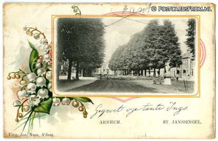 ansichtkaart: Arnhem, St. Janssingel. Randversiering