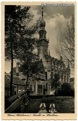 ansichtkaart: Veere, Markt m. Stadhuis