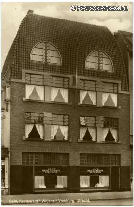 ansichtkaart: Utrecht, Cafe, Restaurant 'Witjens'. Vreeburg