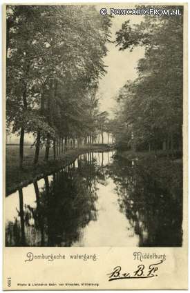ansichtkaart: Middelburg, Domburgsche watergang
