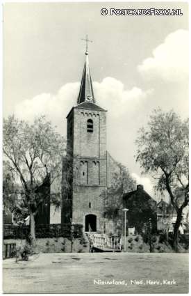 ansichtkaart: Nieuwland, Ned. Herv. Kerk