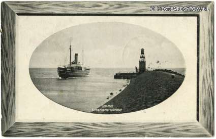 ansichtkaart: Lemmer, Binnenkomst salonboot