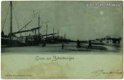 ansichtkaart: Scheveningen, Strand. Gruss aus