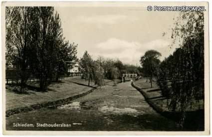 Schiedam, Stadhouderslaan ansichtkaart: Schiedam, Stadhouderslaan