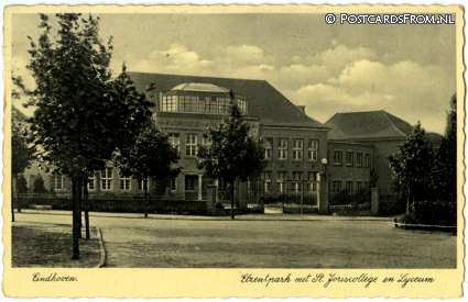 Eindhoven, Elzentpark met St. Joriscollege en Lyceum ansichtkaart: Eindhoven, Elzentpark met St. Joriscollege en Lyceum