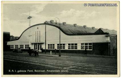 ansichtkaart: Amsterdam, R.A.I. gebouw Ferd. Bolstraat