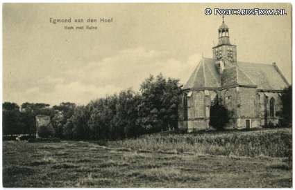 ansichtkaart: Egmond aan den Hoef, Kerk met Ruine
