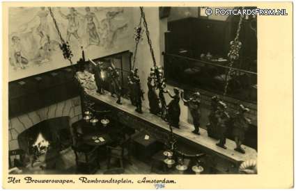 Amsterdam, Het Brouwerswapen, Rembrandtsplein. Smits' Restaurant ansichtkaart: Amsterdam, Het Brouwerswapen, Rembrandtsplein. Smits' Restaurant