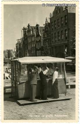 Amsterdam, Haringkar op gracht ansichtkaart: Amsterdam, Haringkar op gracht