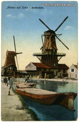 ansichtkaart: Rotterdam, Molens a.d. Schie