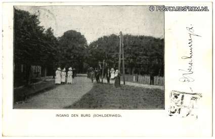 ansichtkaart: Den Burg, Ingang. Schilderweg