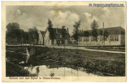ansichtkaart: Nieuw-Vennep, School met den Bijbel