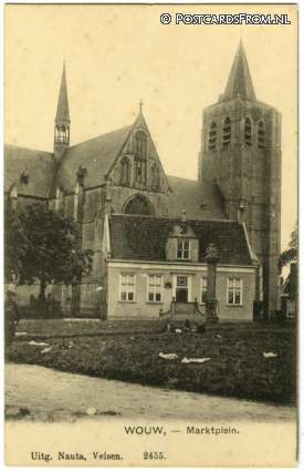 Wouw, Marktplein ansichtkaart: Wouw, Marktplein
