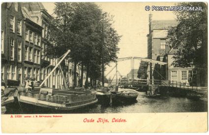 ansichtkaart: Leiden, Oude Rijn