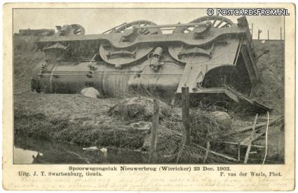 ansichtkaart: Nieuwerbrug, Spoorwegongluk Wiericker 23 Dec. 1902