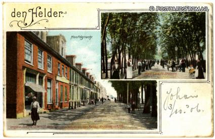 ansichtkaart: Den Helder, Hoofdgracht. Weg naar 't Station