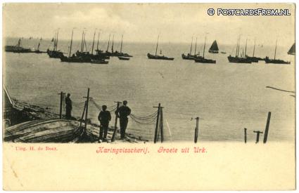 ansichtkaart: Urk, Haringvisscherij