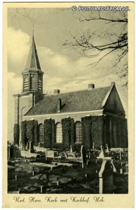 Urk, Ned. Herv. Kerk met Kerkhof ansichtkaart: Urk, Ned. Herv. Kerk met Kerkhof