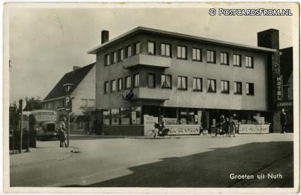 ansichtkaart: Nuth, Groeten uit. Hotel-Cafe-Rest. 'De Kroon'