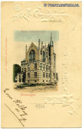 ansichtkaart: Groningen, Miner. Laboratorium