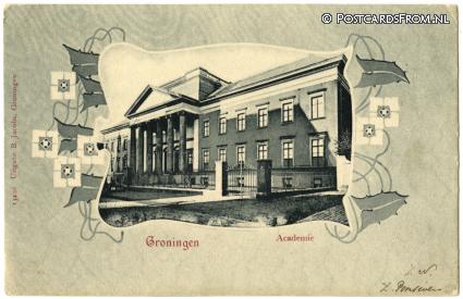 ansichtkaart: Groningen, Academie