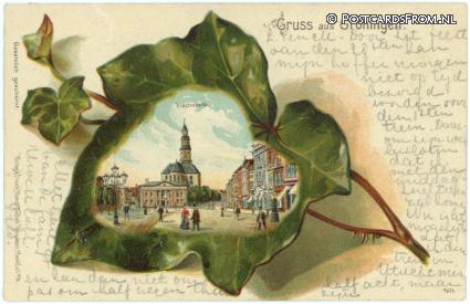 ansichtkaart: Groningen, Gruss aus. Vischmarkt