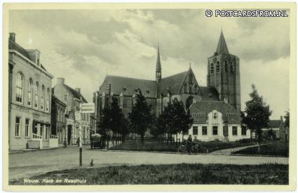 Wouw, Kerk en Raadhuis ansichtkaart: Wouw, Kerk en Raadhuis