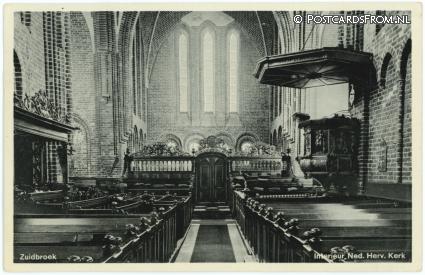Zuidbroek, Interieur Ned. Herv. Kerk ansichtkaart: Zuidbroek, Interieur Ned. Herv. Kerk