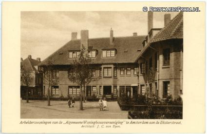 Amsterdam, Eksterstraat. Arbeiderswoningen 'Algemene Woningbouwver.' ansichtkaart: Amsterdam, Eksterstraat. Arbeiderswoningen 'Algemene Woningbouwver.'