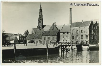 ansichtkaart: Maassluis, Groote kerk met Hellingkade