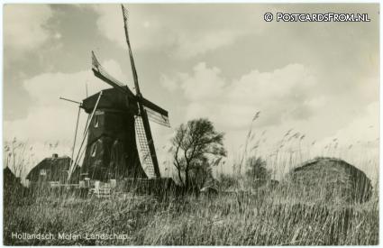 ansichtkaart: Muiderberg, Hollandsche Molen Landschap. Molen 'De Onrust', Boezemkade 1