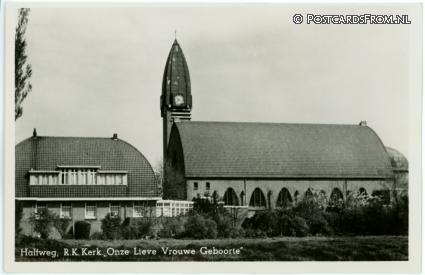 ansichtkaart: Halfweg NH, R.K. Kerk 'Onze Lieve Vrouwe Geboorte'