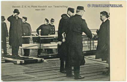 ansichtkaart: Terschelling West, Bezoek Prins Hendrik Maart 1908