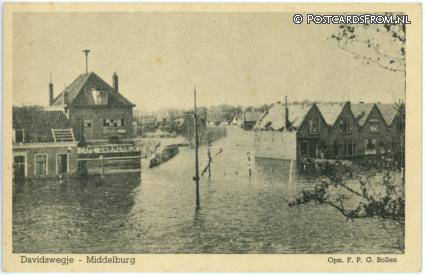 ansichtkaart: Middelburg, Davidswegje. Cafe Lommerrijk.