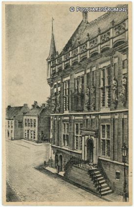 ansichtkaart: Kampen, Oude Stadhuis met Trapgevel. Opgetrokken 1345-1350