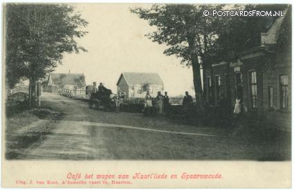 ansichtkaart: Haarlemmerliede, ? Cafe het wapen van Haarl'liede en Spaarnwoude