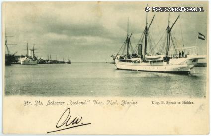 ansichtkaart: --, Hr. Ms. Schoener 'Zeehond'