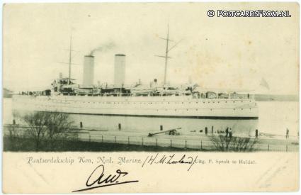 ansichtkaart: Den Helder, Pantserdekschip Kon. Ned. Marine