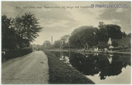ansichtkaart: Leek, Weg van Leek naar Zevenhuizen bij  langs het hoofddiep