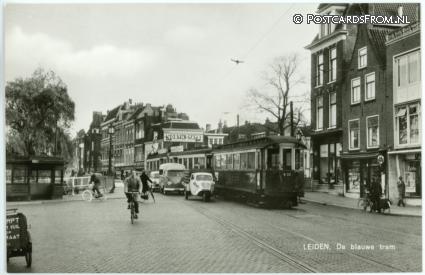 ansichtkaart: Leiden, De blauwe tram