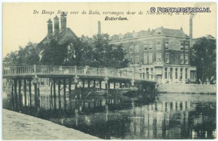 Rotterdam, De Hooge Brug over de Rotte, vervangen door de Noorderbrug 1896 ansichtkaart: Rotterdam, De Hooge Brug over de Rotte, vervangen door de Noorderbrug 1896