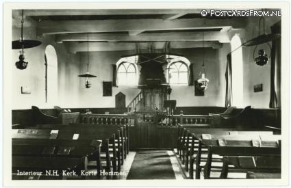 ansichtkaart: Kortehemmen, Interieur N.H. Kerk