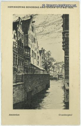 Amsterdam, Groenburgwal. Herinnering Bondsdag 12-13 Mei 1926 ansichtkaart: Amsterdam, Groenburgwal. Herinnering Bondsdag 12-13 Mei 1926