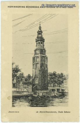 Amsterdam, Montelbaanstoren Oude Schans Herinnering Bondsdag 12-13 Mei 1926 ansichtkaart: Amsterdam, Montelbaanstoren Oude Schans Herinnering Bondsdag 12-13 Mei 1926