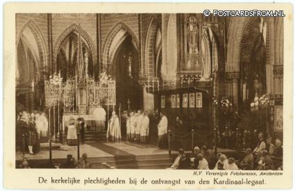 ansichtkaart: Amsterdam, Euch. Congres 1924. Kerkelijke plechtigheden ontvangst Kardinaal